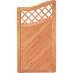 T&J Sichtschutzzaun SKAGEN Anschluß mit Dekorgitterbogen Lärche Sichtschutz Lamellenzaun T&J SKAGEN Anschlusszaun mit Dekorgitterbogen 90x165/150 cm aus Lärche, mit Profilbrettern, Rankstäben und rostfreier Edelstahlklammerung