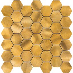 Wellker Metallmosaik Gold Hexagon 30x30 cm Mosaikfliesen Geeignet für Boden oder Wand