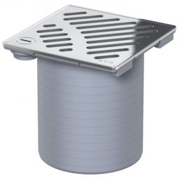 ACO Badablauf Aufsatz 150x150mm inkl. Rost quadratisch verriegelbar Gewebevlies für Dünnbettabdichtung wählbar