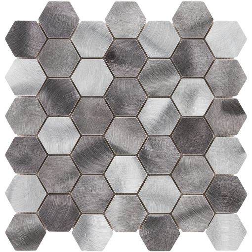 Metallmosaik Silver Hexagon 30x30 cm 2