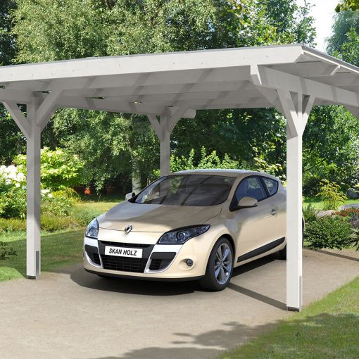 Skan Holz Einzelcarport Odenwald Weiß 2