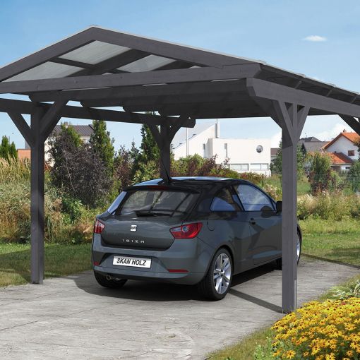 Skan Holz Einzelcarport Westerwald Schiefergrau 2