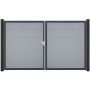 GroJa Doppeltor BasicLine PVC-Steckzaun Silbergrau 