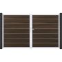 GroJa Doppeltor Solid Grande Premium Steckzaun Walnuss co-extrudiert